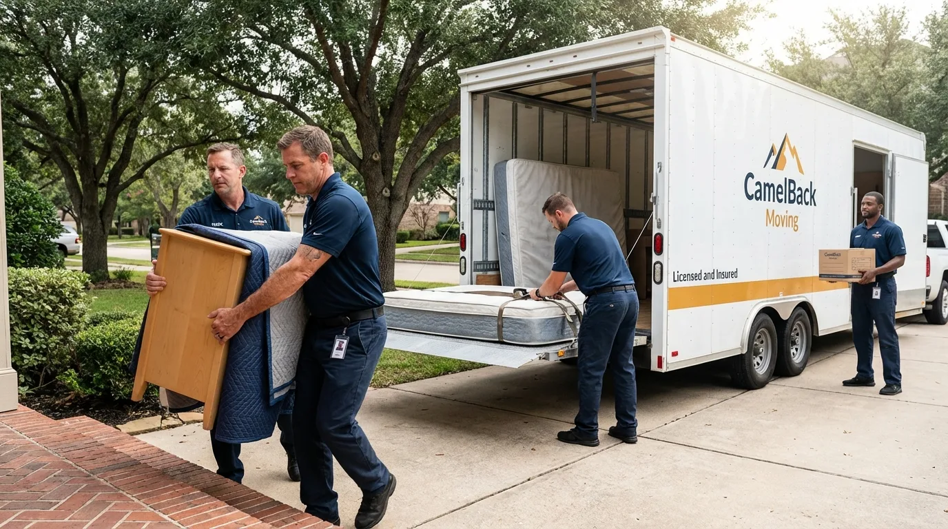 Crew loading residential truck for cross-state move from Whitefield, NH